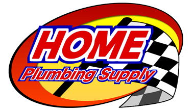 A logo for home plumbing supply with a checkered flag