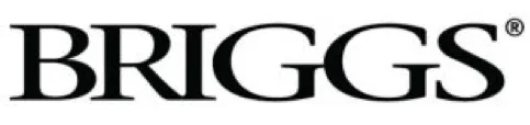 A black and white logo for briggs on a white background.