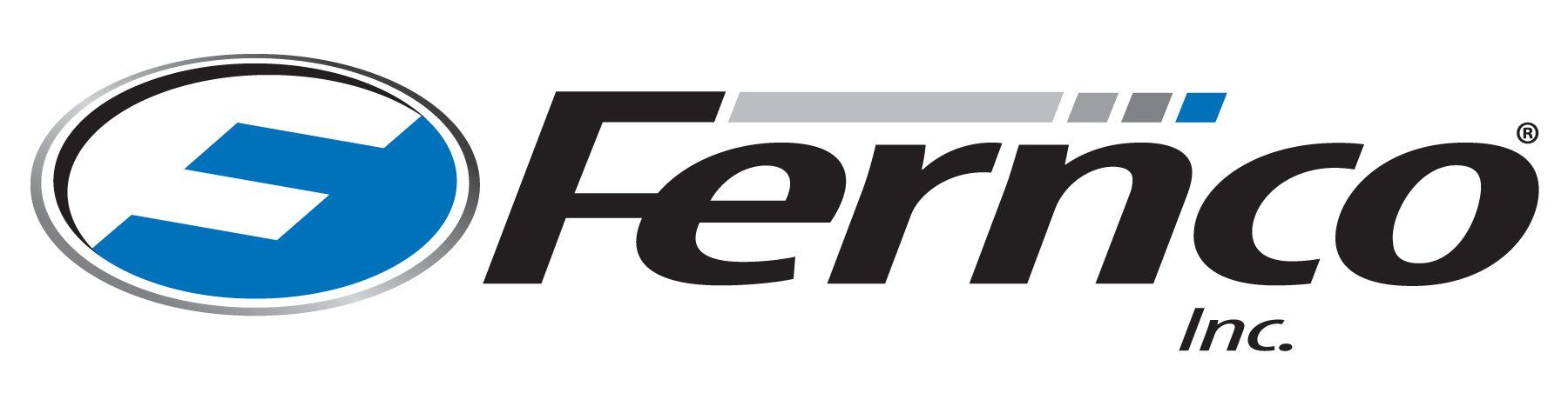 The logo for fernco inc. is blue and black