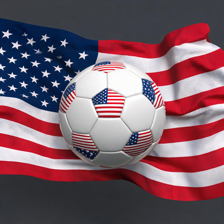 American flag with soccer ball