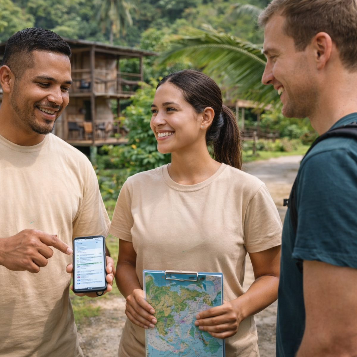 Mujer tejiendo una cesta en una mesa con un mantel colorido. Interior bien iluminado.