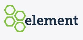 Logo featuring a green honeycomb shape to the left of the word 