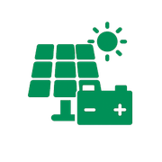 icona batteria pannelli fotovoltaici aeree colore verde