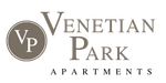 Venetian Park Apartments logo with brown and gold text and circular VP emblem