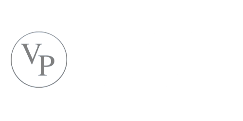 Gray “VP” letters inside a thin outlined circle on a white background
