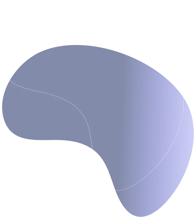 Soft-edged, blue-gray, bean-shaped form with curved indentations.