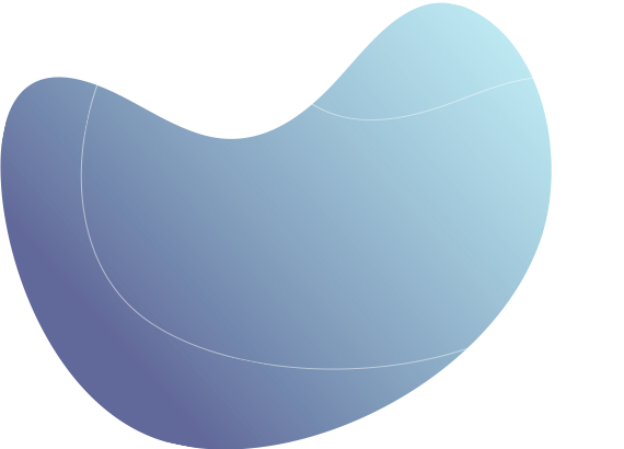 Blue and purple gradient amorphous shape with curved lines.