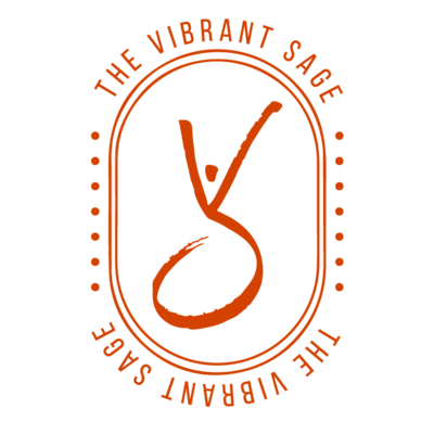 A logo for the vibrant sage with a circle around it