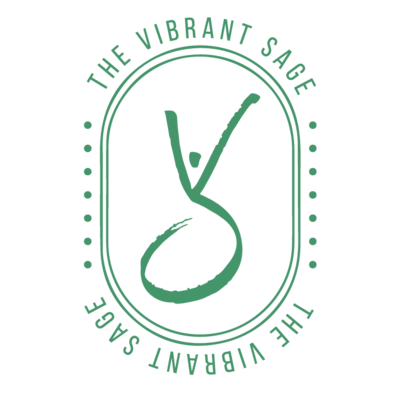 A logo for the vibrant sage with a green circle around it