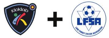 Kicklab logo plus LFSA (Lake Forest Soccer Association) logo.