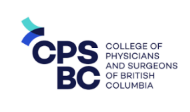 Logo of the College of Physicians and Surgeons of British Columbia: CPSBC in dark blue text, with a teal and blue graphic.
