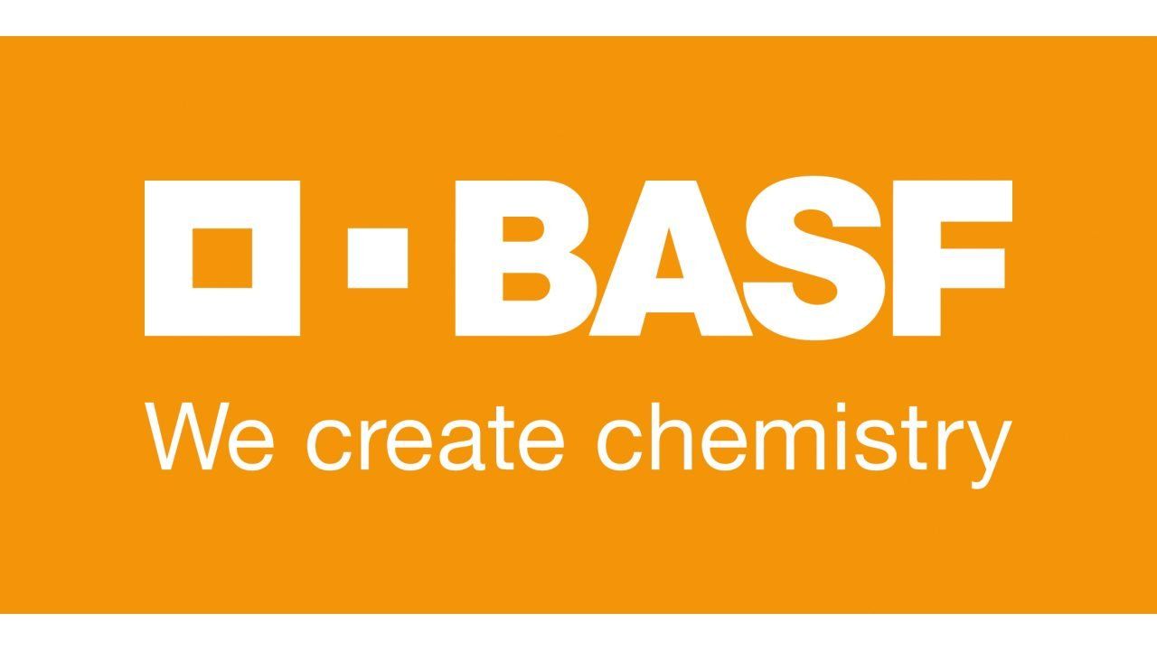 a logo for basf that says we create chemistry