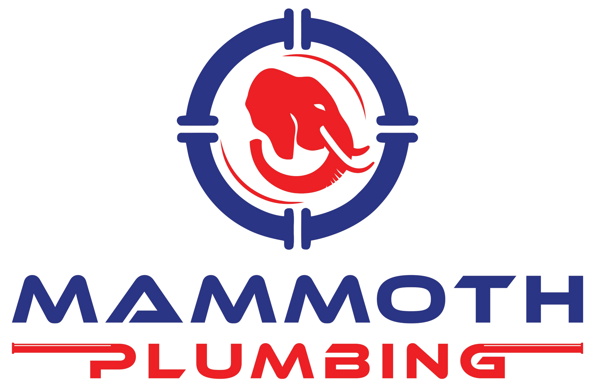 A logo for mammoth plumbing with an elephant in a target.