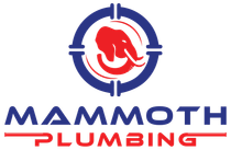 A logo for mammoth plumbing with an elephant in a target.