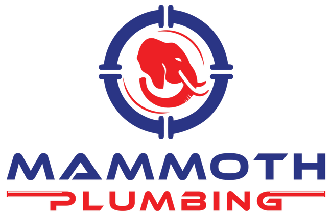 A logo for mammoth plumbing with an elephant in a target.