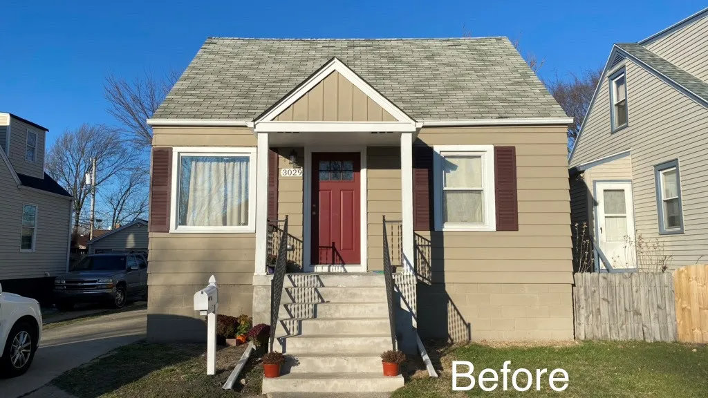 A picture of a house before being painted.