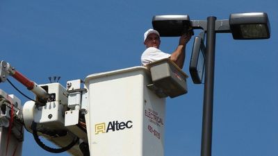 Contractor Repairing Pole Lighting - Commercial Electrical Contractors in Virginia Beach, VA