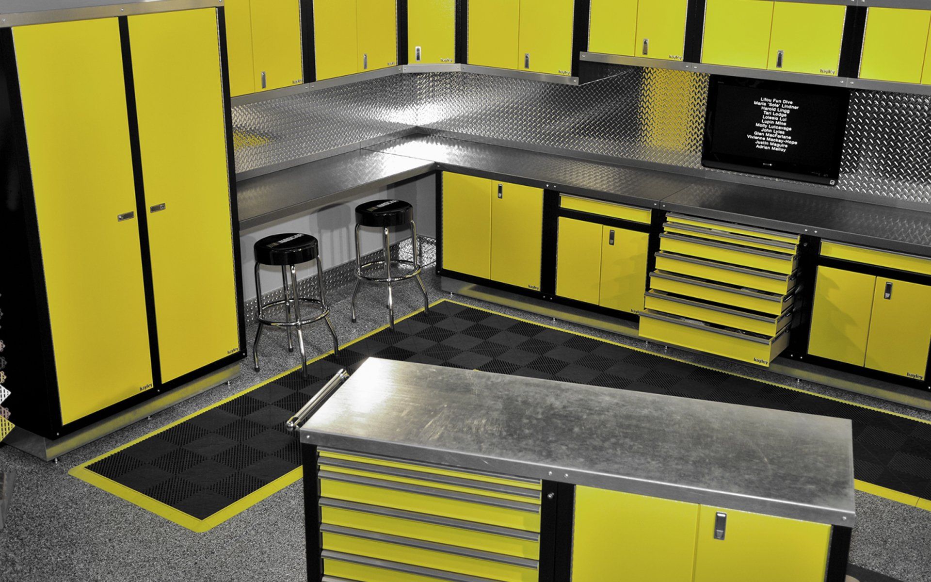 Yellow Metal Garage Cabinet Installation