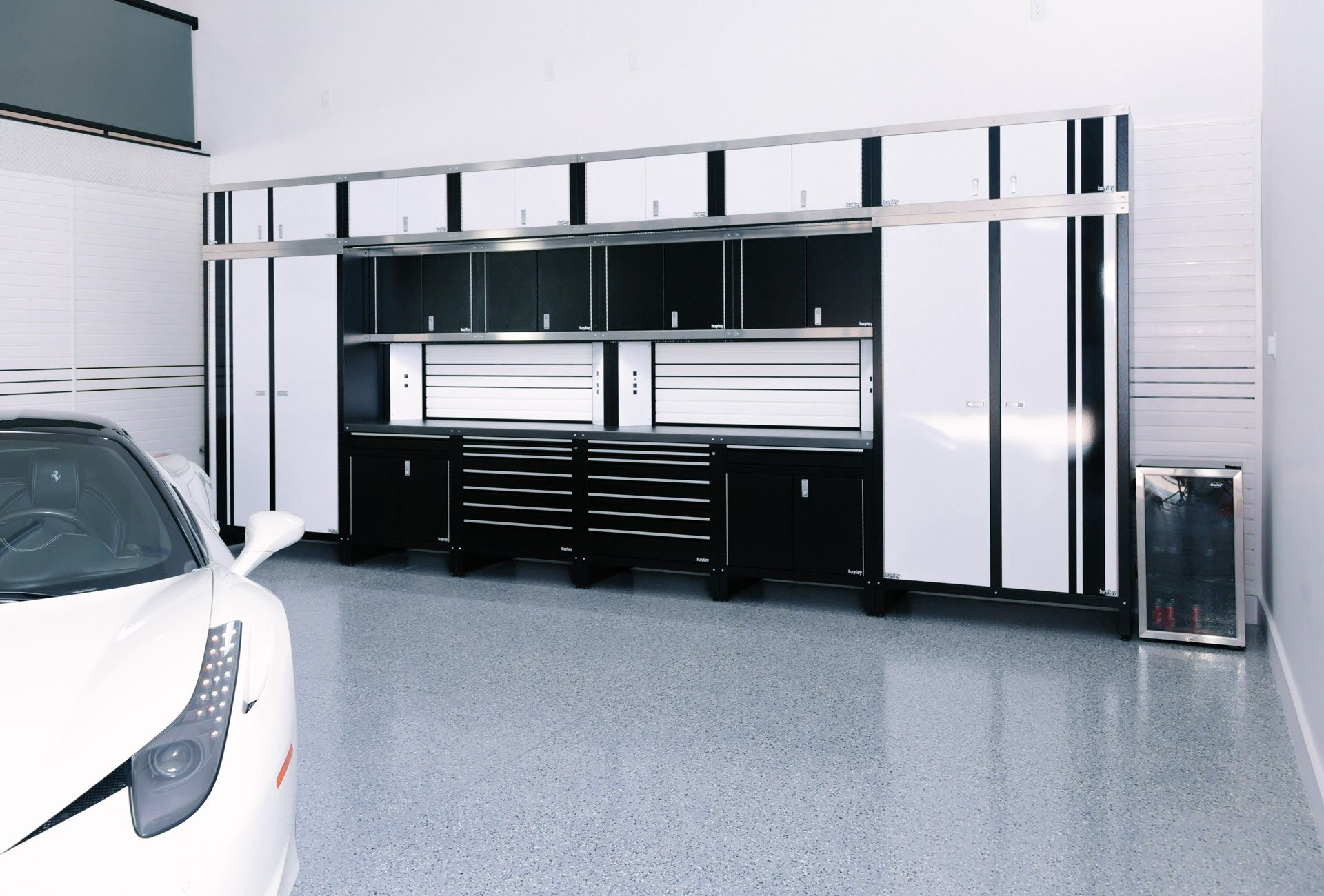 Black & White Metal Garage Cabinet Installation