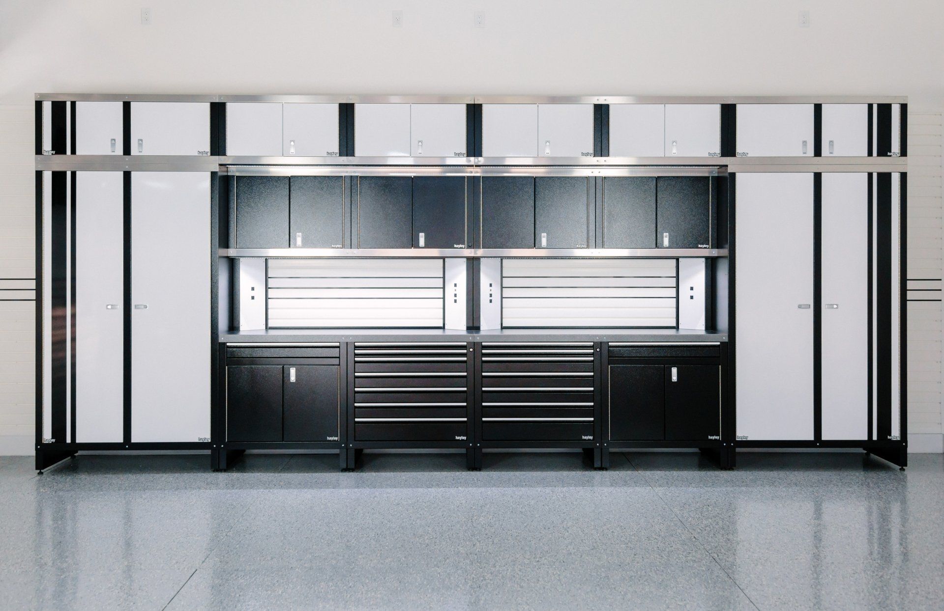 Black & White Metal Garage Cabinet Installation