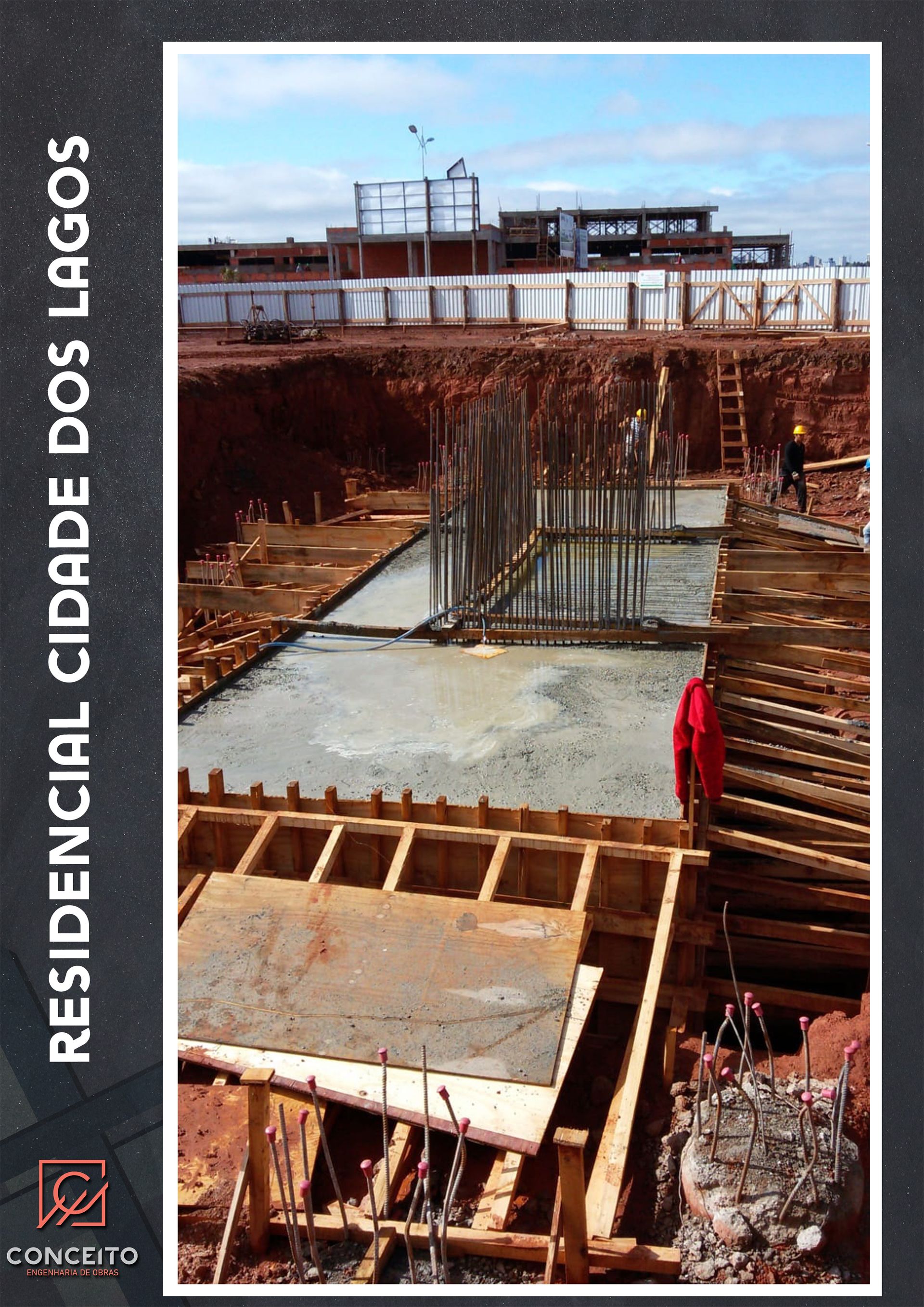 Uma imagem de um canteiro de obras com as palavras residencial cidade dos lagos na parte inferior