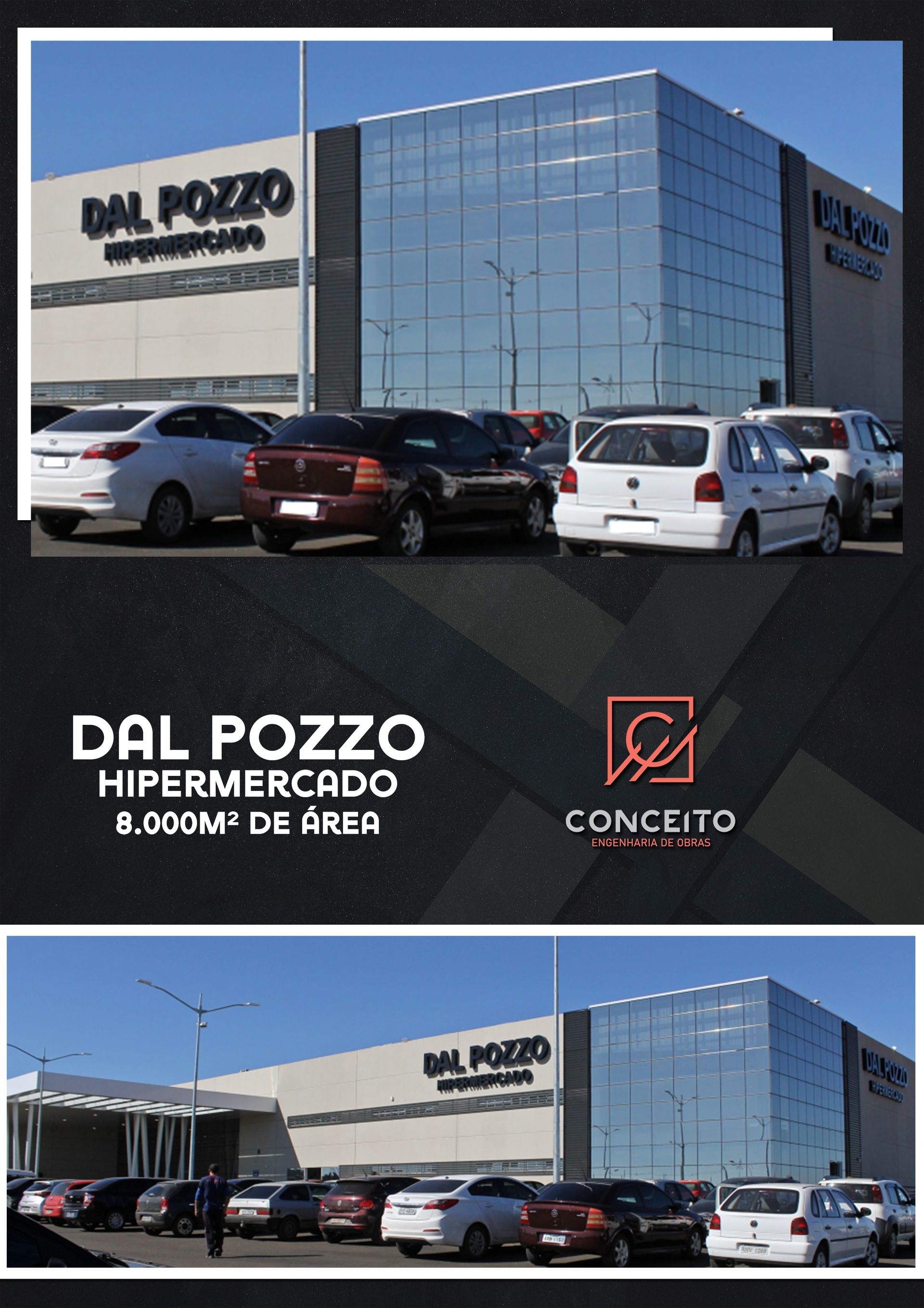 Um prédio com muitos carros estacionados na frente