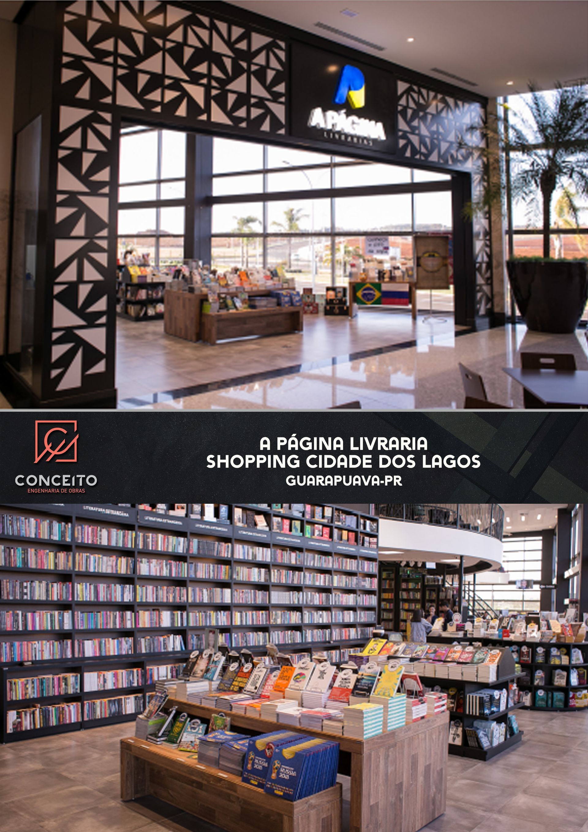 Uma livraria com muitos livros nas prateleiras