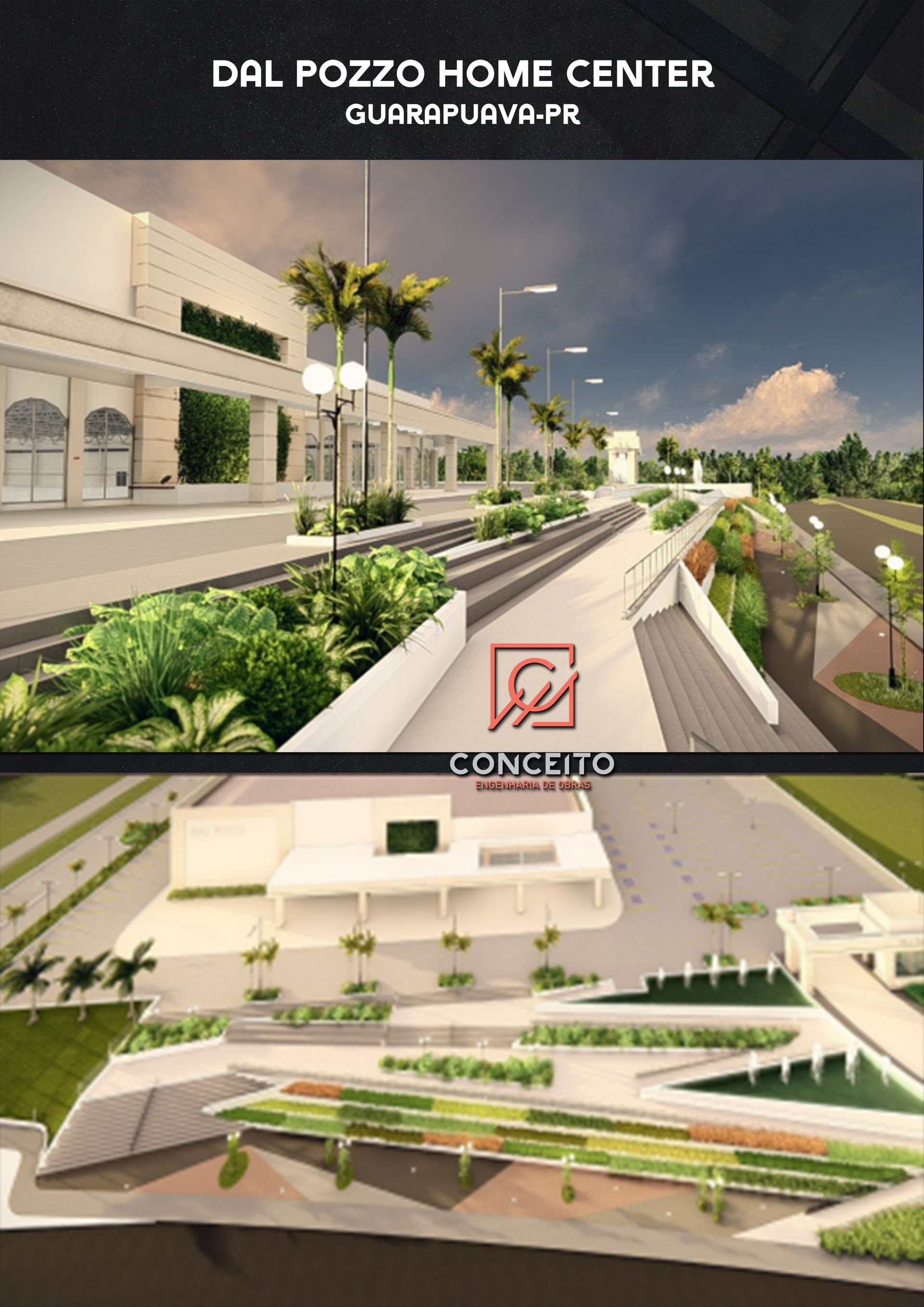 Impressão artística do centro residencial Dal Pozzo.