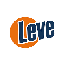 Um logotipo azul e laranja para uma empresa chamada leve.