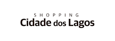 The logo for shopping cidade dos lagos is black and white.