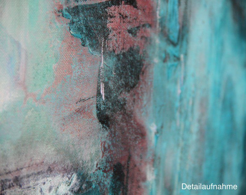 Mystische Landschaft. Gemälde „Infinity“ Maße: 100 x 120 cm, Tiefe 4,5 cm  Material: Acryl, blaue und grüne Patina auf Bronze- und Kupfer-Grundierung, Firnis  Malgrund: Leinwand (100 % Leinen) auf Museum-Keilrahmen