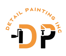 An orange and black logo for detail painting inc.
