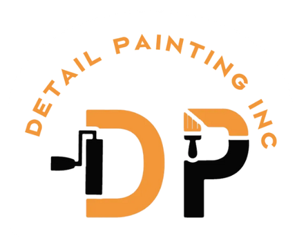 An orange and black logo for detail painting inc.