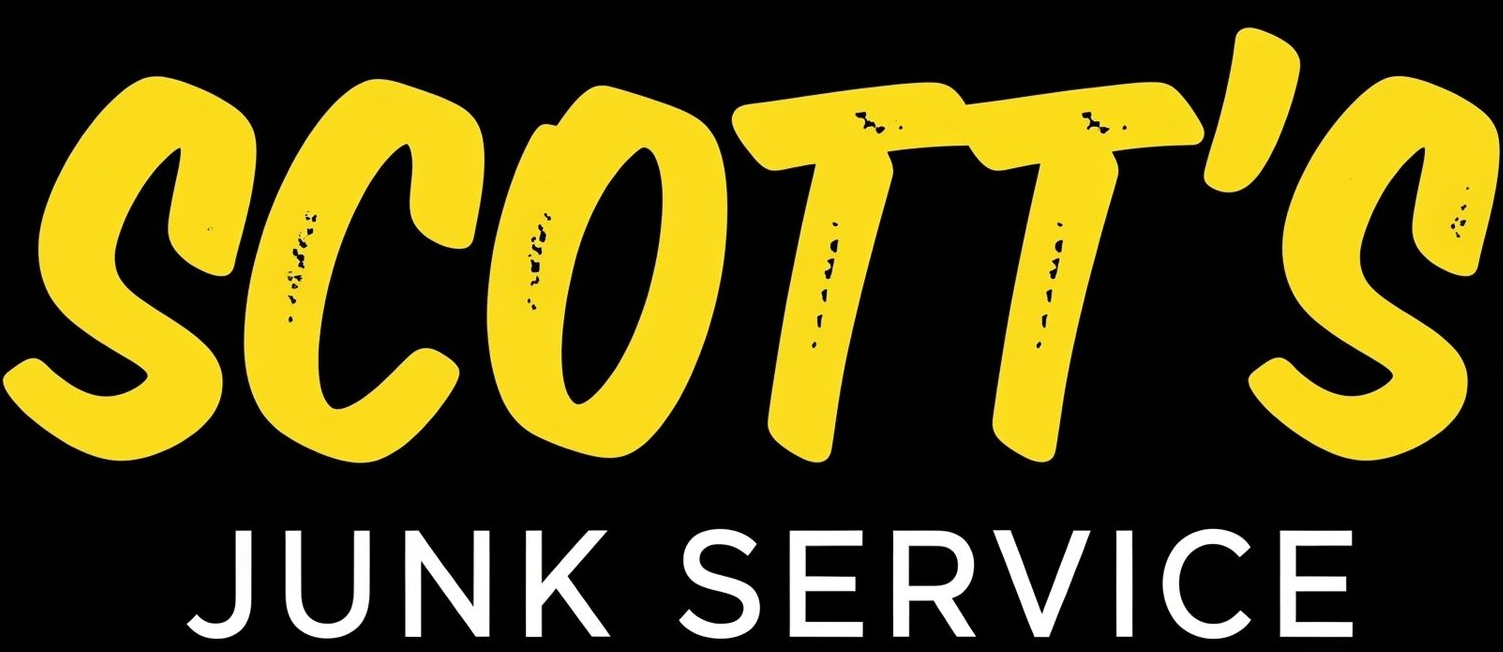 "Scott's Junk Service" logo, yellow text on black background.