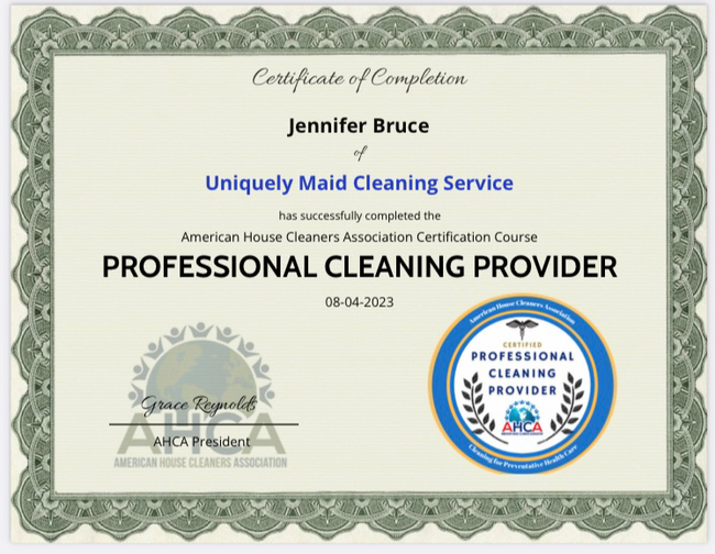 American House Cleaners Association Certificate