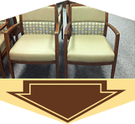 2 cream and brown waiting room chairs