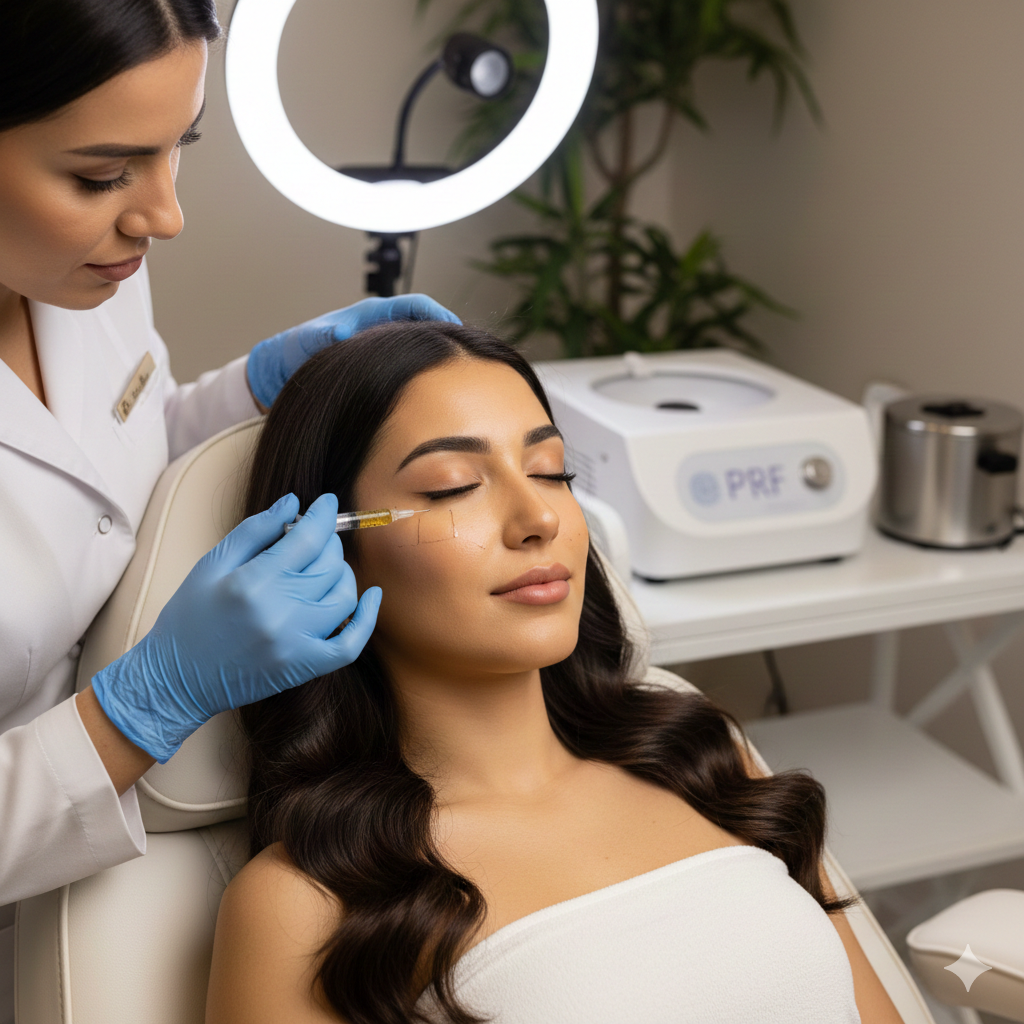 Woman with dark hair with glowing skin after PRP treatments at Monaco MedSpa best med spa in Miami