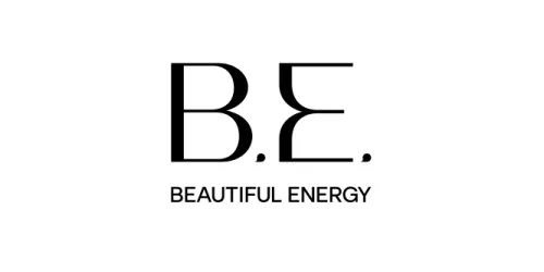 A black and white logo for a company called be beautiful energy. Link to Contact page.