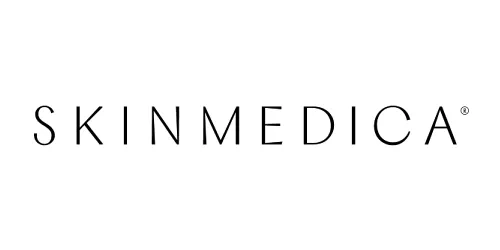 A black and white logo for skinmedica on a white background. Link to Contact page.