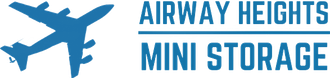 Blue airplane logo with "AIRWAY HEIGHTS MINI STORAGE" text.
