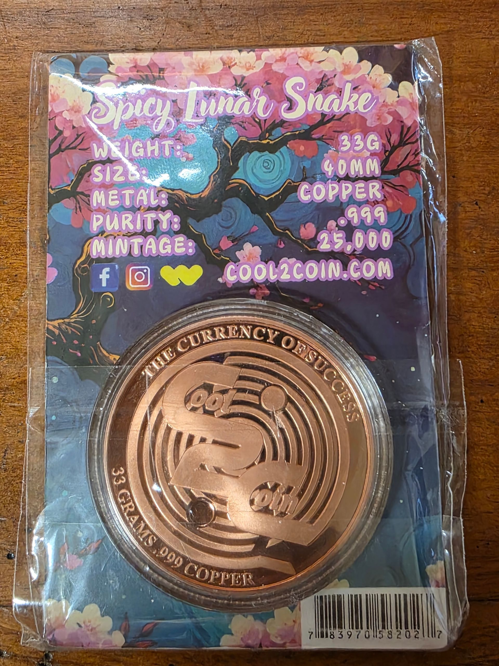 1oz Copper Spicy Lunar Snake 2025