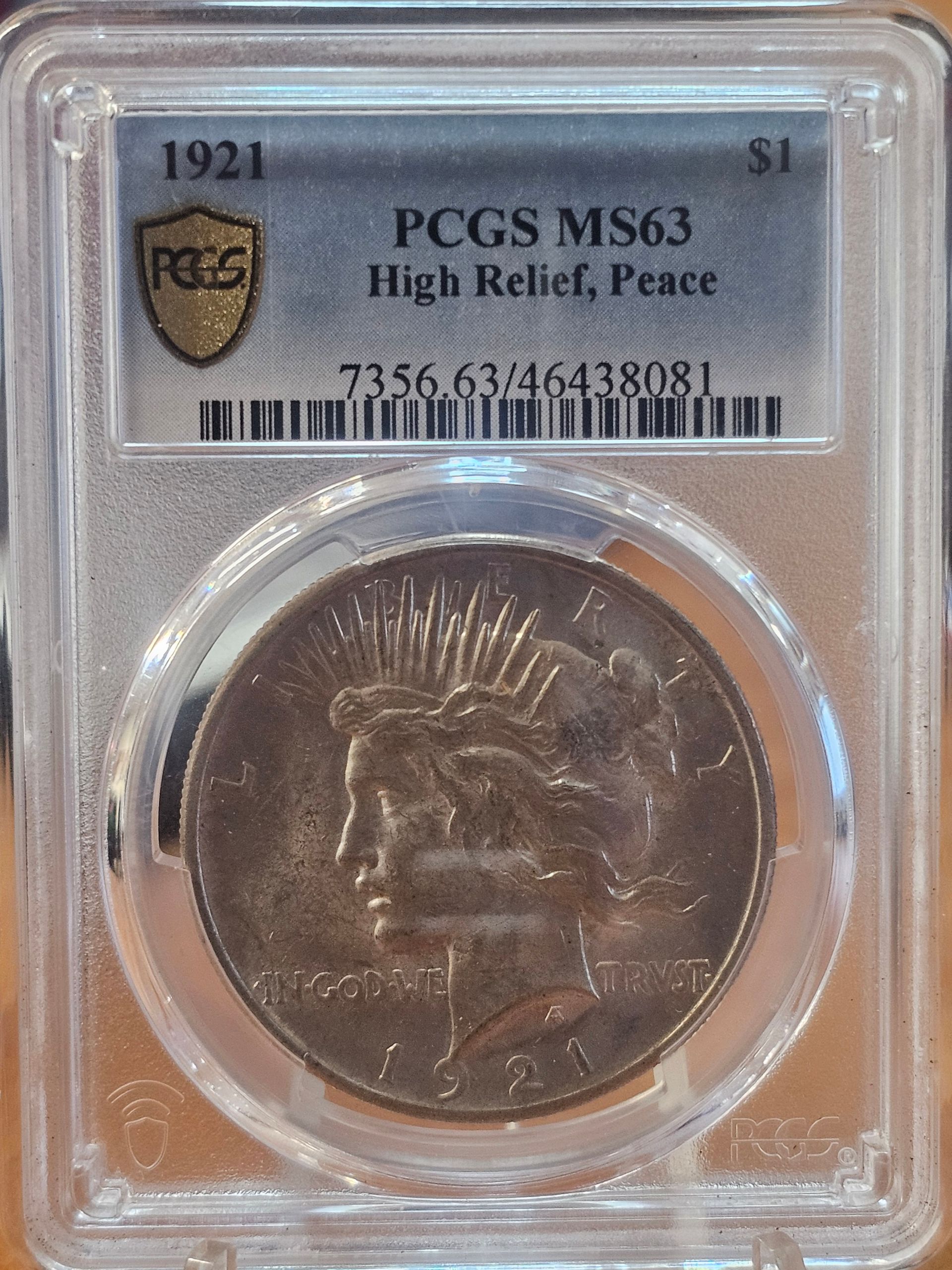 1921 High Relief Peace Dollar