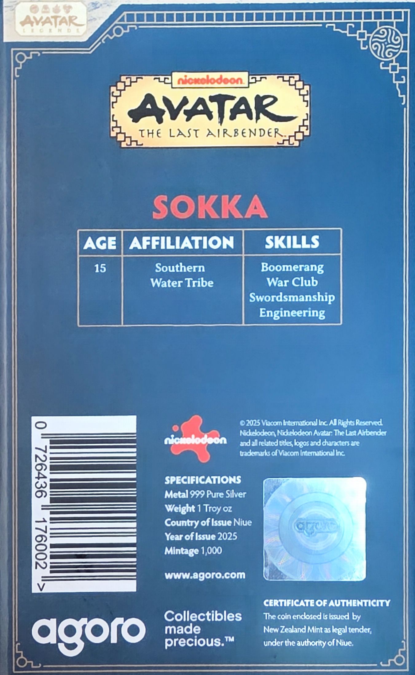 Nickelodeon AVATAR LAST AIRBENDER ~~SOKKA