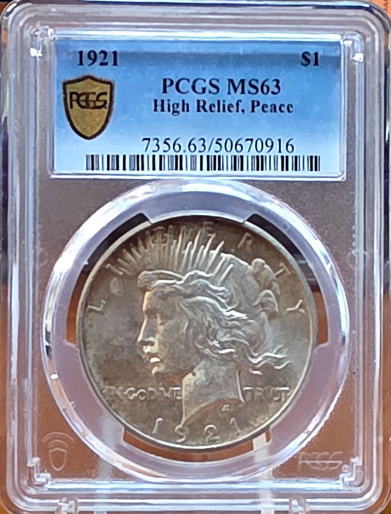 1921 $1 PCGS MS63
