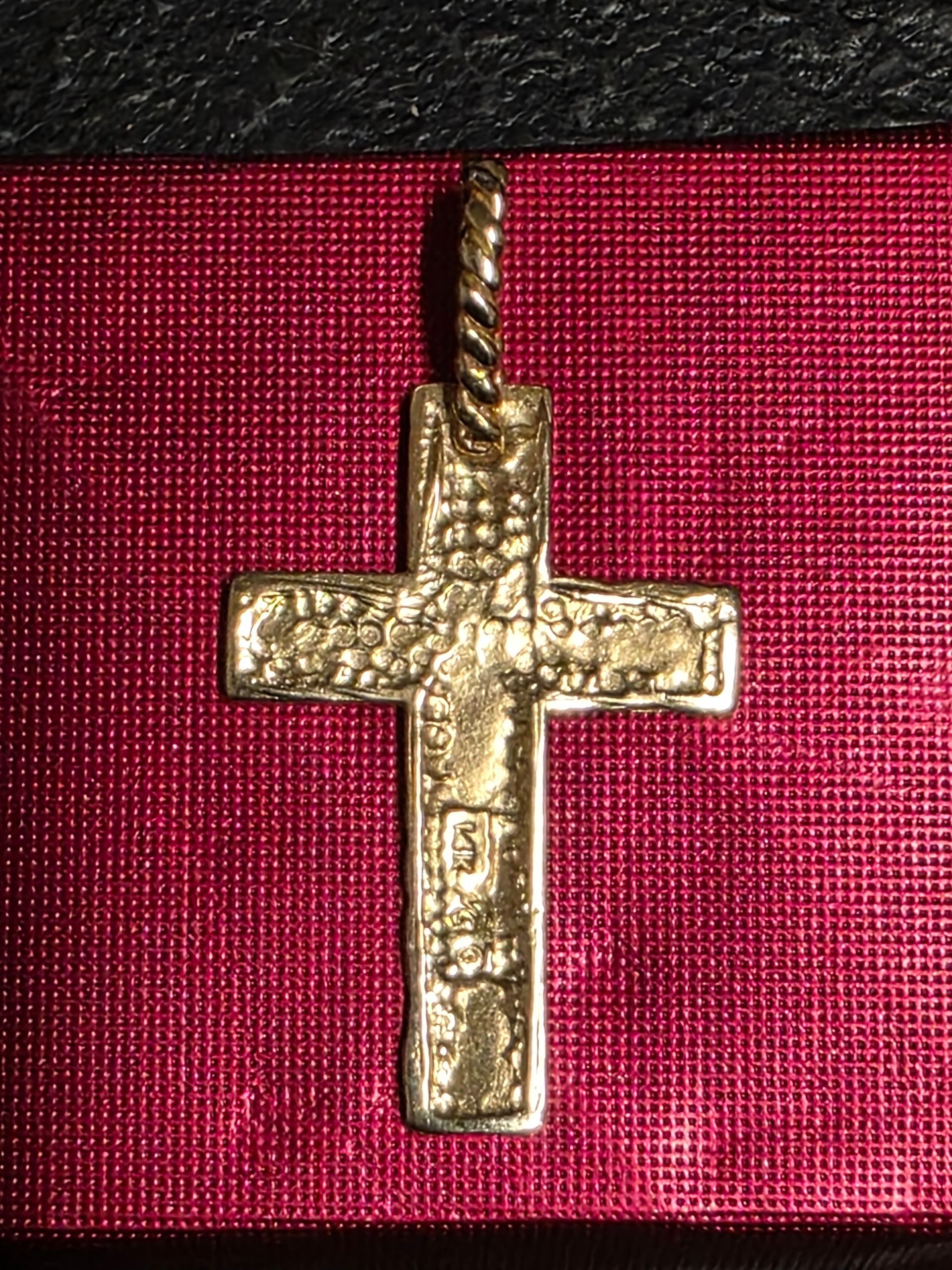 14k Yellow Gold Hammered Cross Pendant !!!