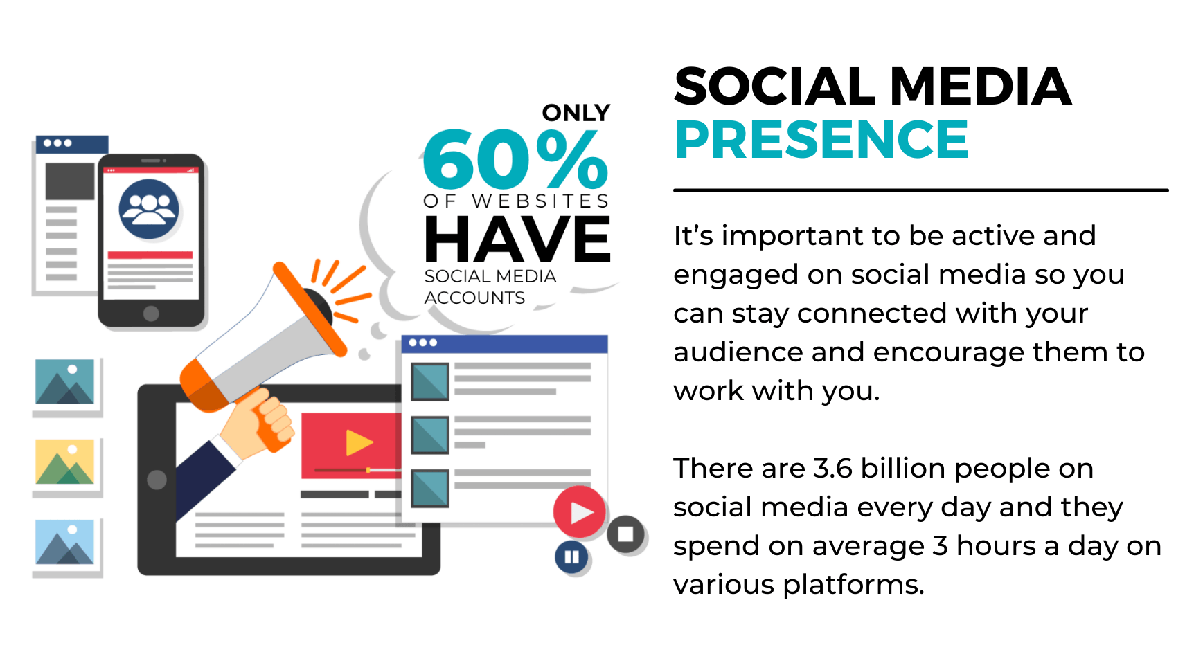 Only 60% of websites have social media accounts