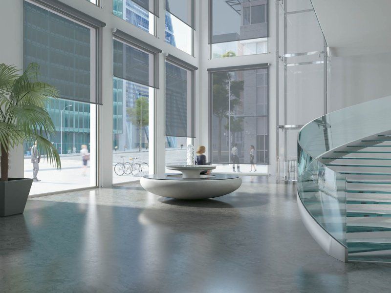 vetrata con tende tecniche