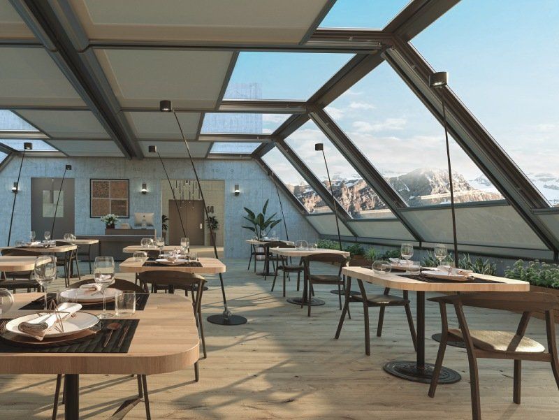 vetrata con tendaggi idrorepellenti