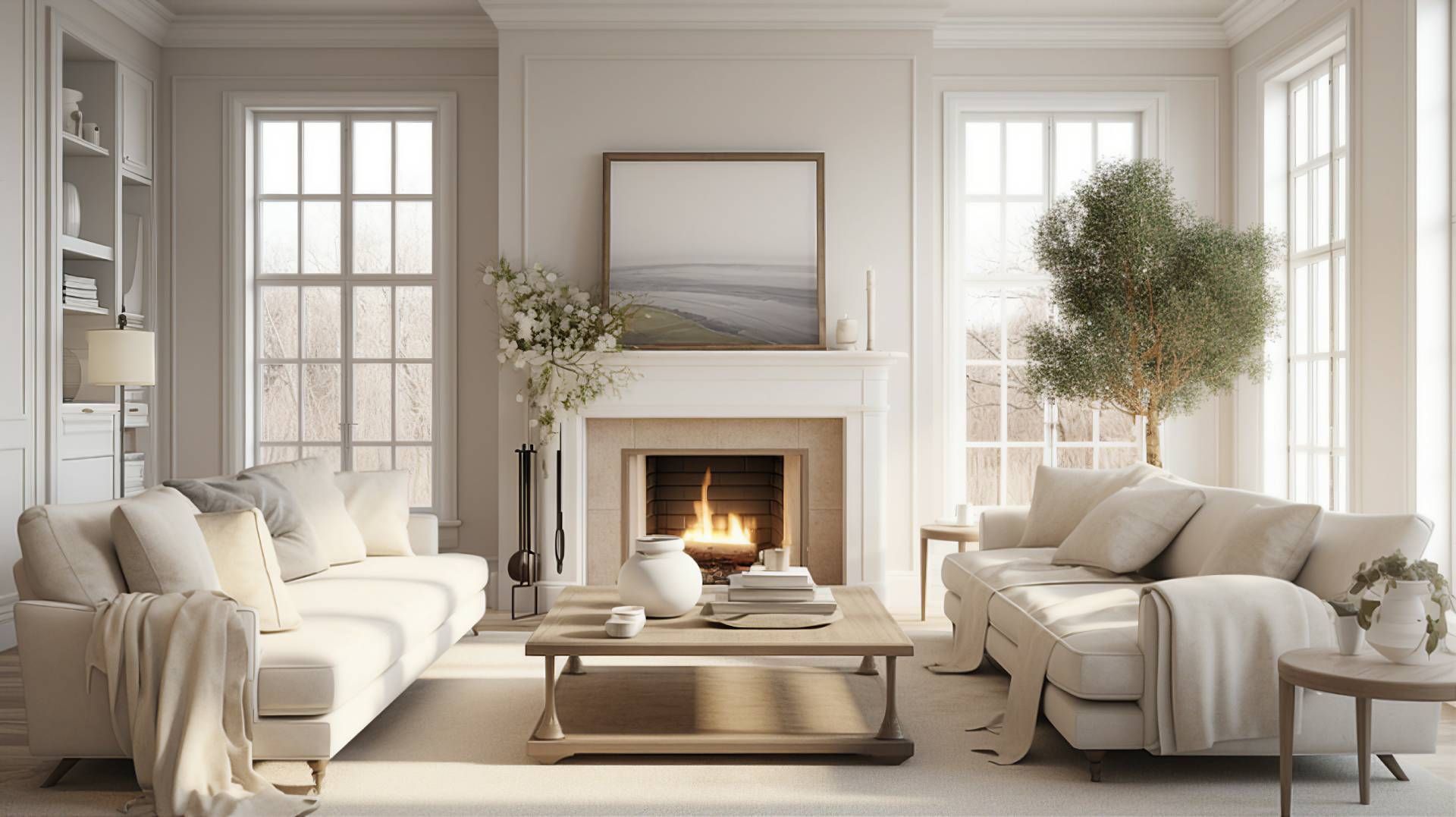 Elegant living room with a soothing neutral color scheme