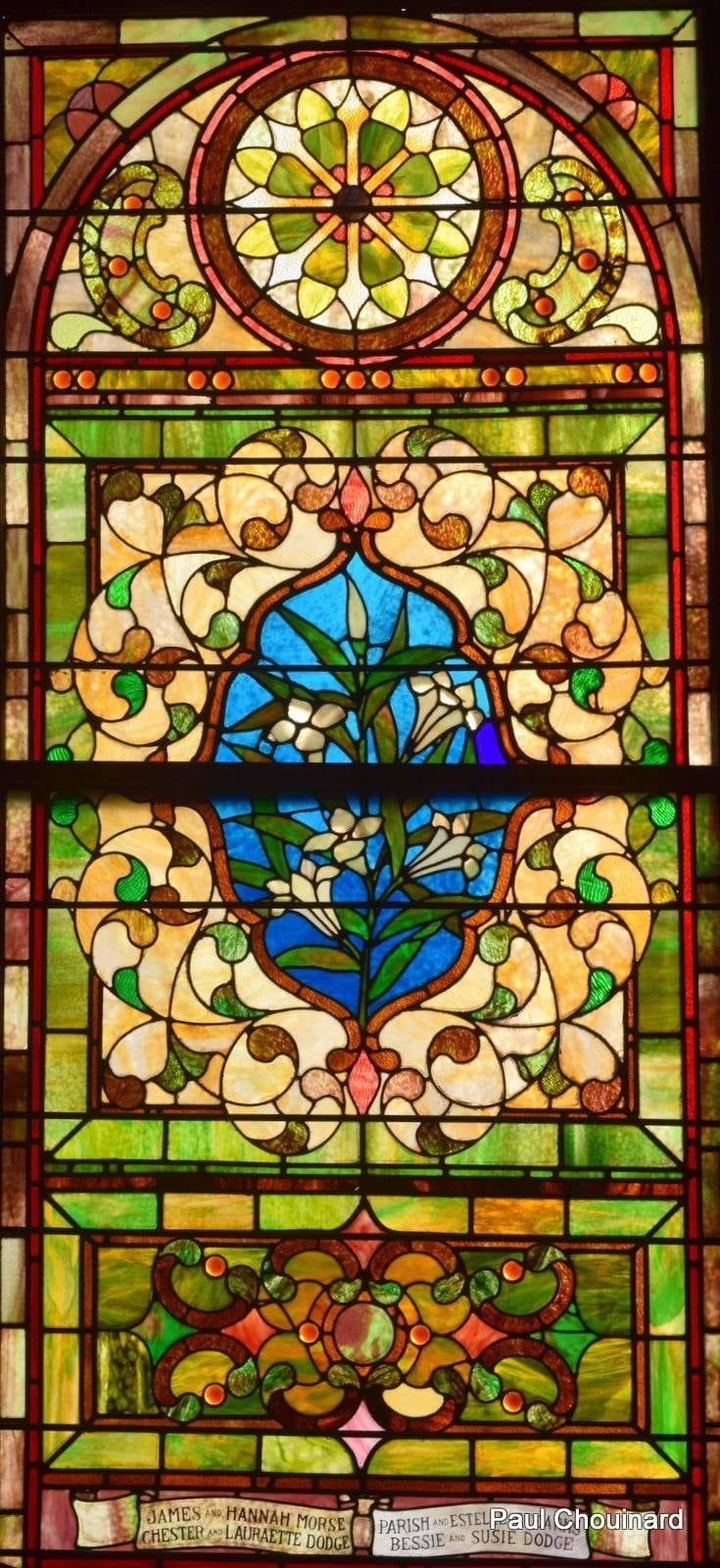 Stained glass window at the Lunenburg Congregational Church